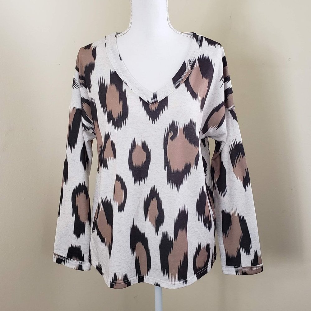 Belinda Leopard Print Long Sleeve T-shirt Large